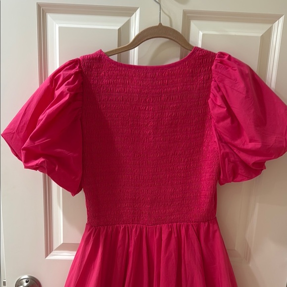 Hot Pink Puff Sleeve Dress - Picture 3 of 3